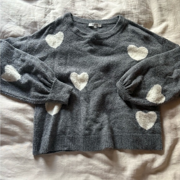 Madewell Charcoal Sweater with Cream Heart Accents - Picture 4 of 4